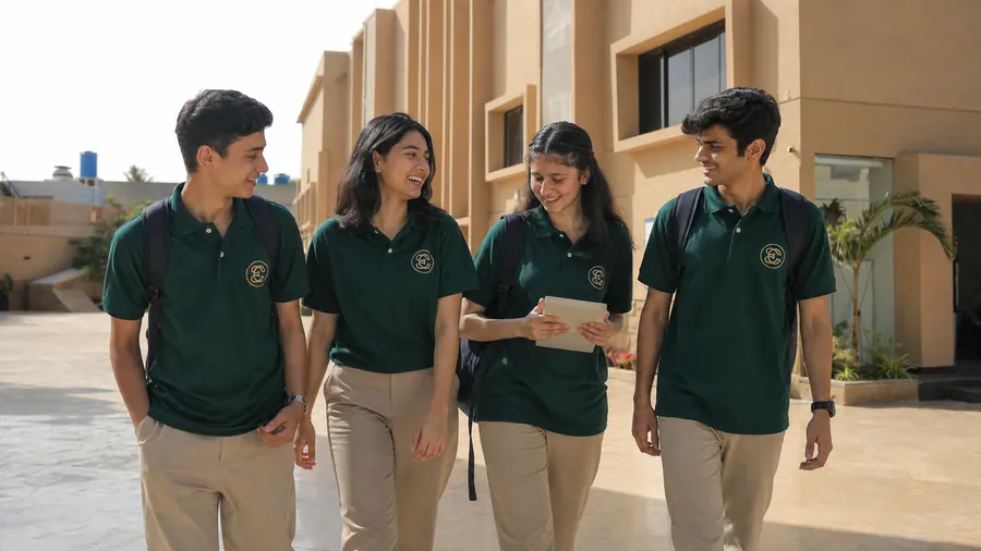 Edvia students walking together on campus
